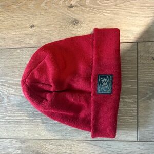 Obey Folded Cuff Red Beanie with Logo Patch